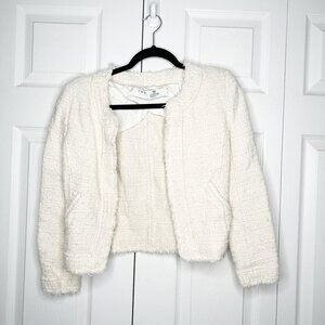 IRO Moana White Tweed Metallic 3/4 Sleeve Crop Jacket Women's Size FR 34 US 2